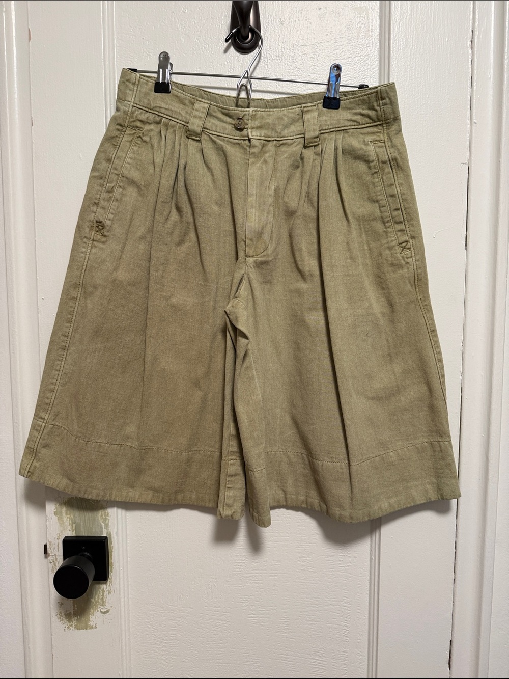 Free People Olive Green Flat Front Pleated Shorts